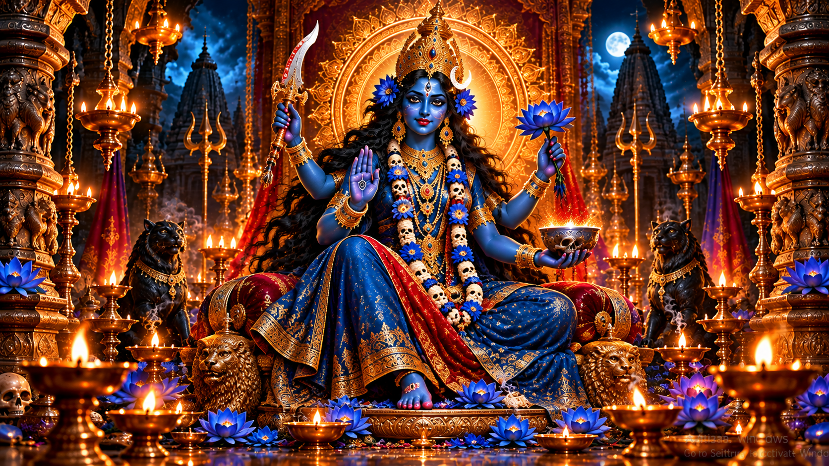 माँ तारा का दिव्य स्वरूप, चंद्रप्रकाश से आलोकित मंदिर में
