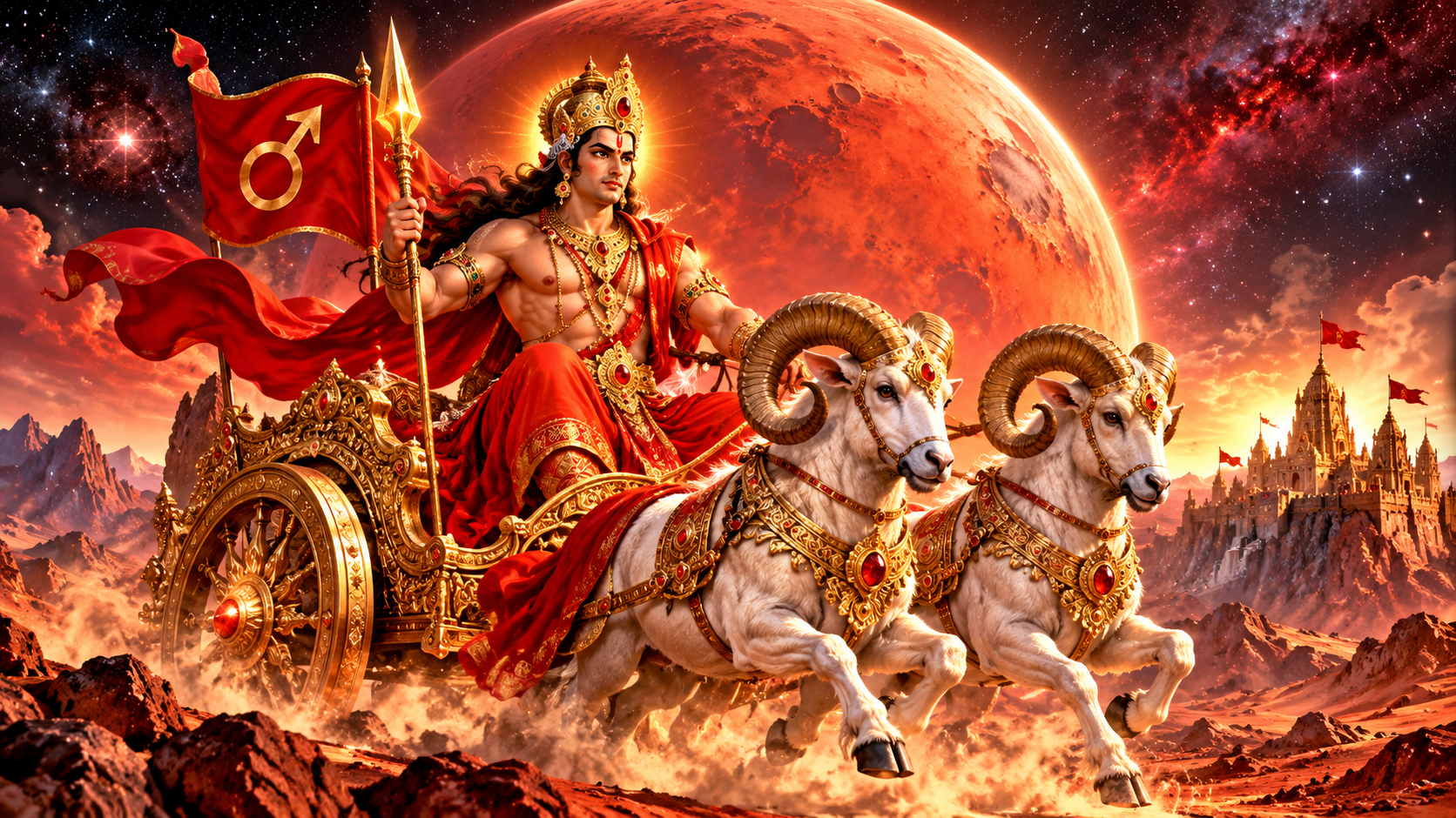मंगल देव का दिव्य अग्निमय मेष रथ